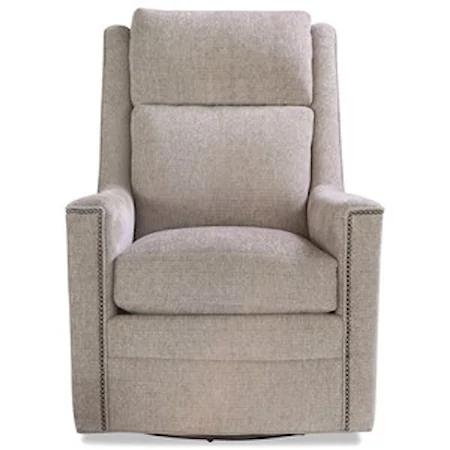 Casual Upholstered Swivel Chair with Nailhead Trim